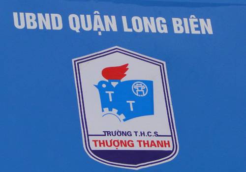 Thi công biển cổng trường học Quận Long Biên - TP Hà Nội